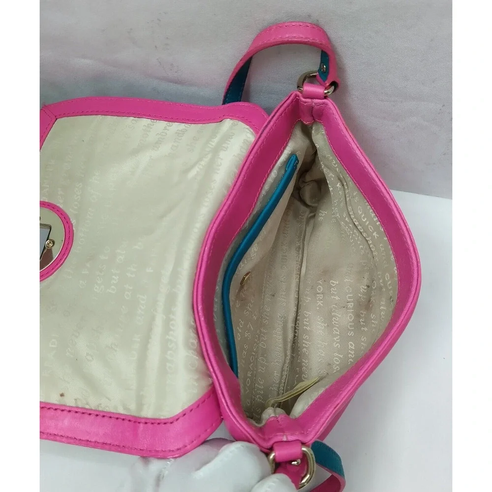 Kate Spade New York Pink Leather Turnlock Flap Closure Crossbody Bag